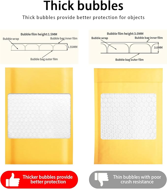 packbabol Kraft bubble mailers 3.5x5 Inch 100 Pack, Self-Sealing Paper Envelopes - Image 4