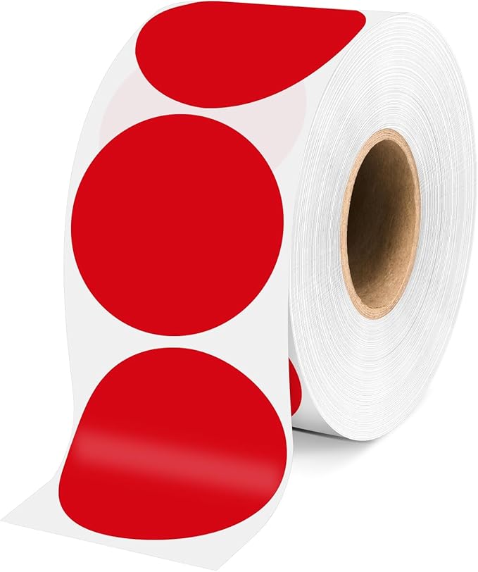 2 Inch Red Circle Stickers 500 Pcs, Permanent Color Coding Dots by WANSTE