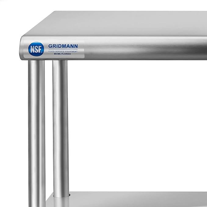 GRIDMANN NSF Stainless Steel Commercial Kitchen Prep & Work Table Plus A 2 Tier - Image 5