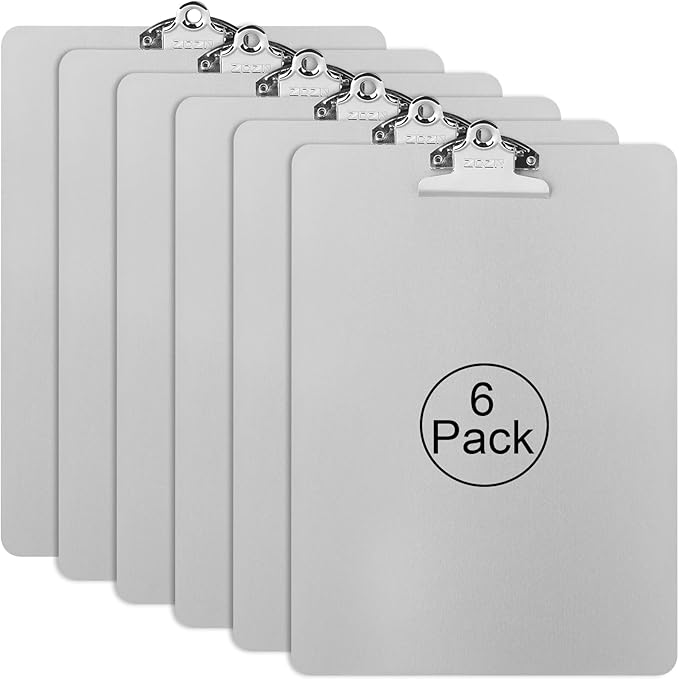 ZCZN Metal Clipboard, 6 Pack Heavy Duty Aluminum Clipboards 12 x 9 Inches by ZCZN
