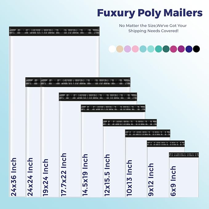 Fuxury 100 Pcs 12x15.5" Poly Mailers, Heavy Duty Shipping Bags - Image 8