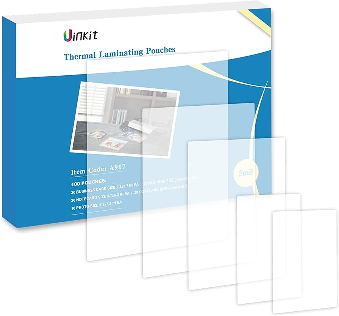 Uinkit Thermal Laminating Pouches Variety Small Size 5mil Thickness Card by UinkitHandicraftsandConservationSpecialist
