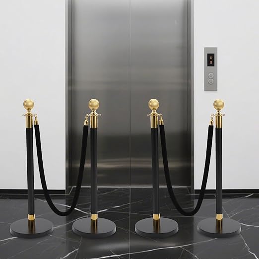 4Pcs Velvet Ropes and Stanchion Post, Stainless Steel Stanchions Posts - Image 7