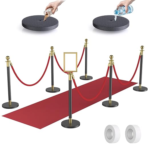kaiyomi 6Pcs Stanchions Posts Velvet Ropes by KaiyomiCrowdControlSeries