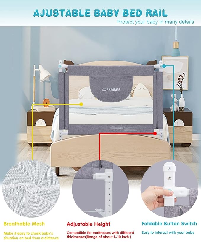 MBQMBSS 37" L x 26.5" H Bed Rail - Image 3