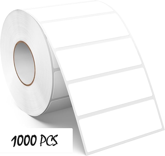 3 × 1 Inches White Rectangle Color Coding Labels 1000 PCS, Self-Adhesive by Meitaat