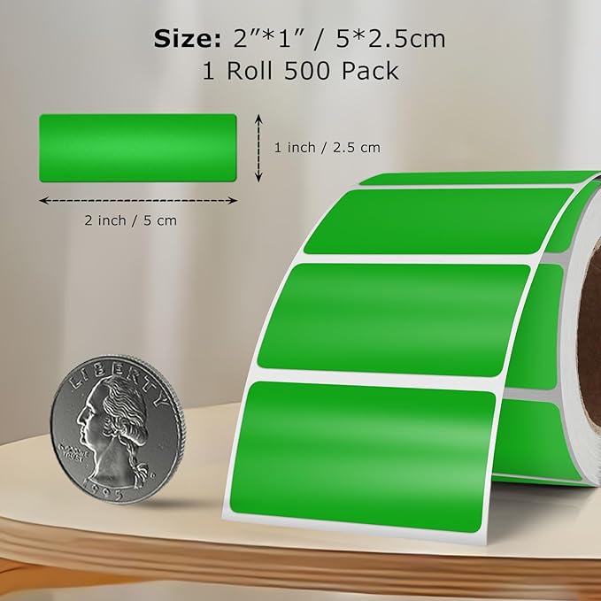 Green Color Coding Labels 1 × 2 Inches Self-Adhesive Vinyl Rectangle Stickers - Image 7