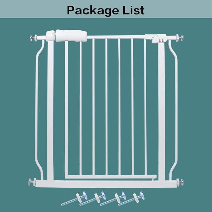 Narrow Walk Through Baby Gate 24.02-29.13 Inch Wide Auto Close Tension White - Image 6
