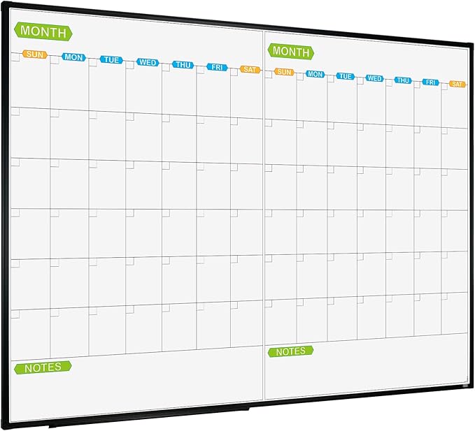 JILoffice Magnetic Dry Erase Calendar Whiteboard, 2 Month White Board Planner by JILoffice