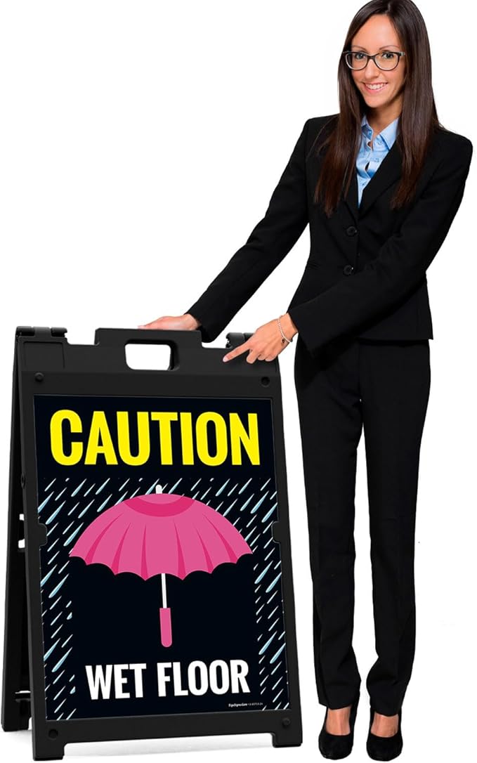 Caution Wet Floor Umbrella Sidewalk Sign Kit, 18x24 Inches, - Image 6