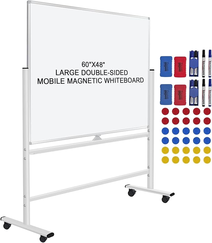H-Qprobd 60"x48" Mobile Whiteboard Double-Sided Magnetic Dry Erase Board on by H-Qprobd