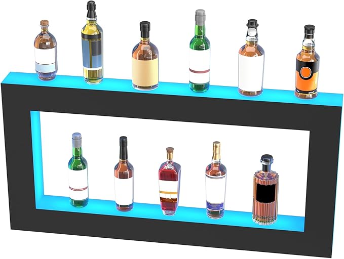 VEVOR LED Lighted Liquor Bottle Display Shelf, Square 48 Inches, Supports USB - Image 11