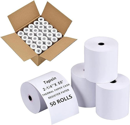 2-1/4'' X 50' Thermal Receipt Paper Rolls by TAPSIN