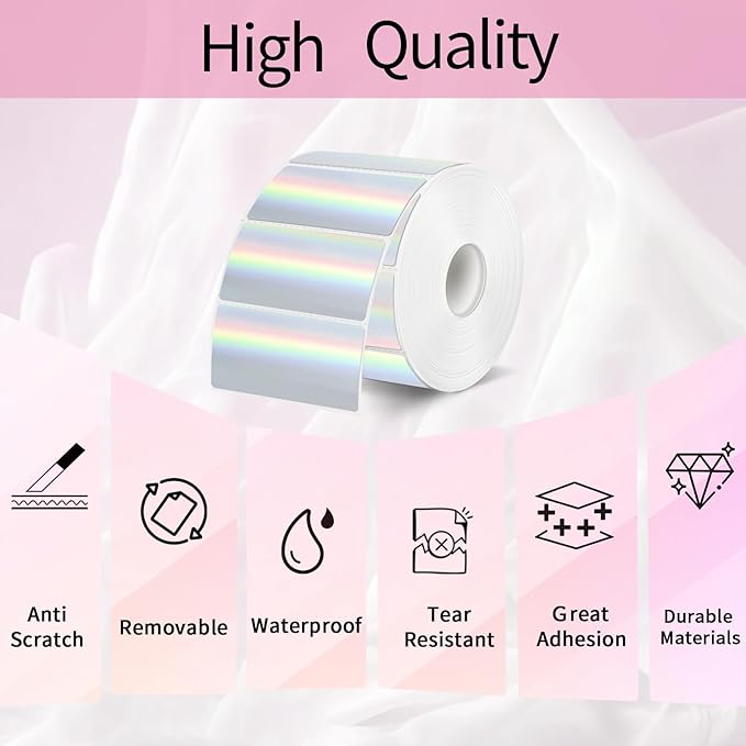 2x1 Inch Holographic Thermal Labels, Waterproof Self-Adhesive Shipping Label - Image 2