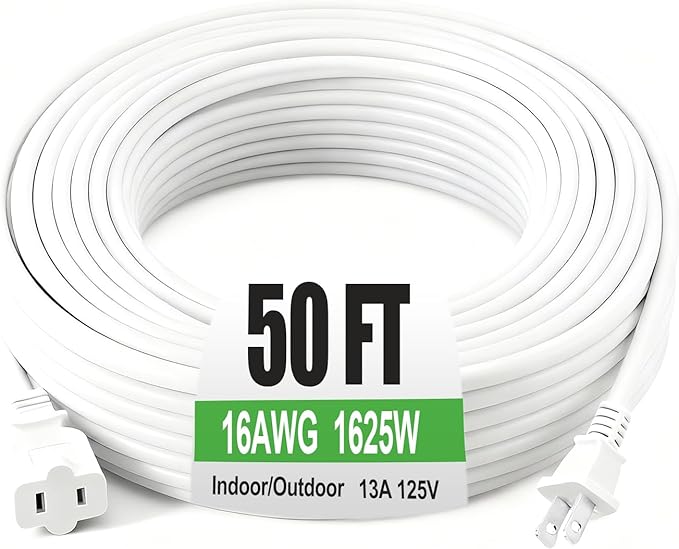 Outdoor Extension Cord 50ft, 50ft Heavy Duty Power Cord by Gutedeal