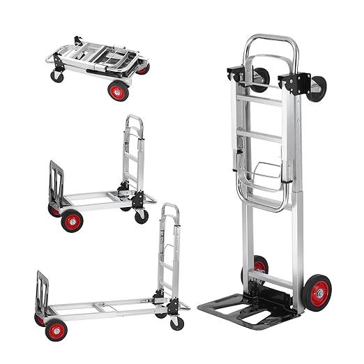 VEVOR Aluminum Folding Hand Truck, 2 in 1 Design 400 lbs Capacity, Heavy Duty - Image 10