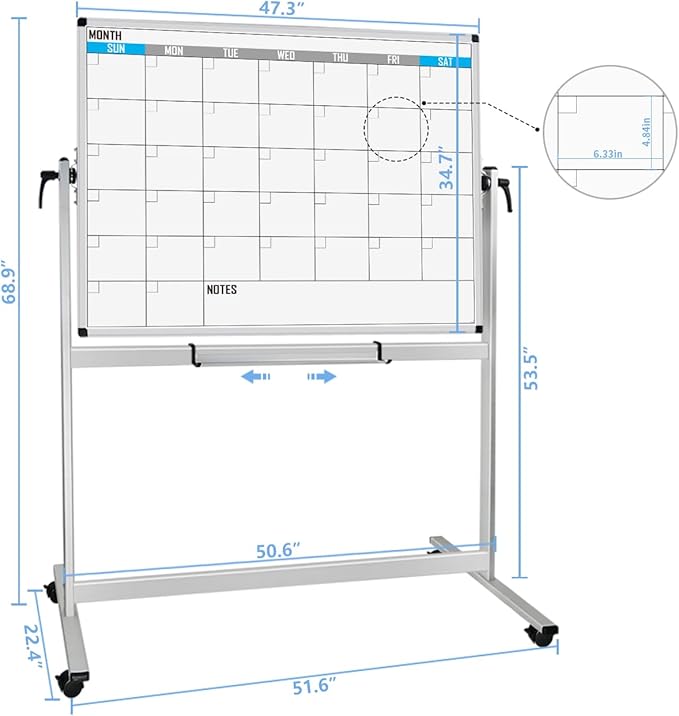 XBoard Magnetic Mobile Whiteboard, Double Sided Magnetic Dry Erase White Board - Image 2