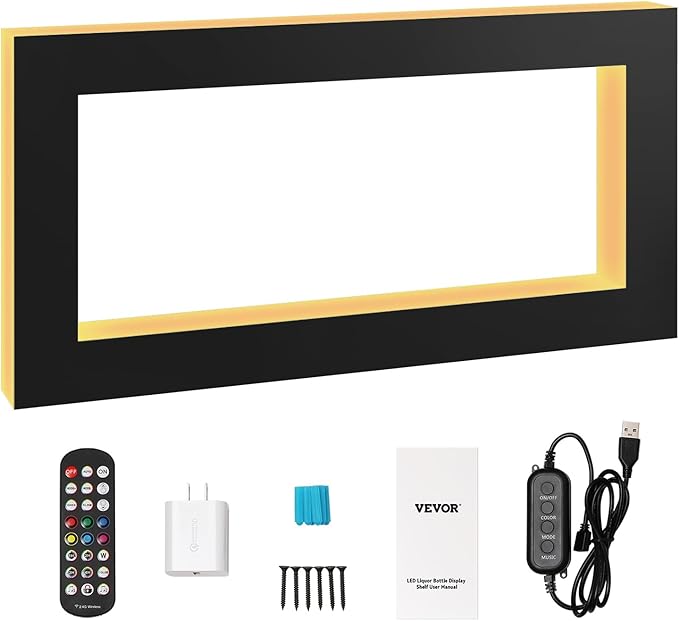 VEVOR LED Lighted Liquor Bottle Display Shelf, Square 48 Inches, Supports USB - Image 9