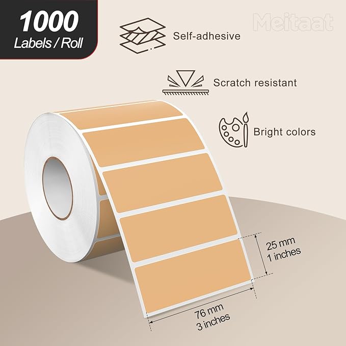 Brown Rectangle Color Coding Labels 3 × 1 Inches, Self-Adhesive Writable - Image 2