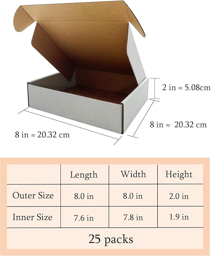 8x8x2 Inches Shipping Boxes Set of 25, E-Commerce Packaging Mailing Boxes Gift - Image 6