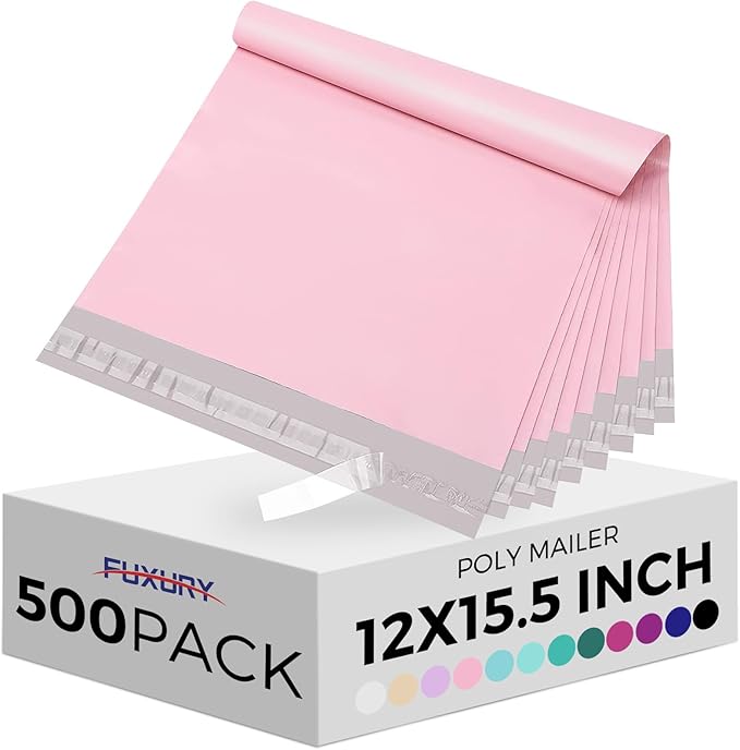 Fuxury 500 Pcs 12x15.5 Inch Poly Mailers, Bulk Shipping Bags by Fuxury