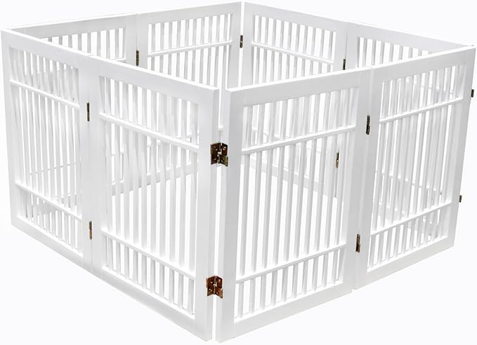 Pet Dog Gate Strong and Durable Freestanding Folding Acacia Hardwood Portable - Image 6