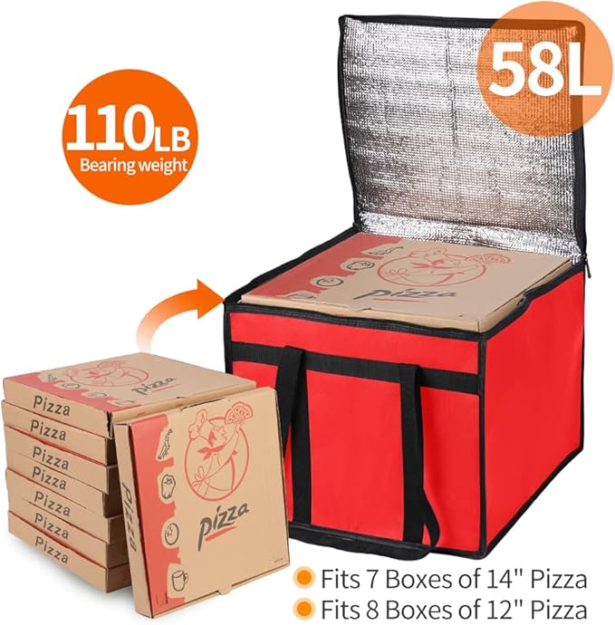 Bodaon Insulated Pizza Delivery Bag, Commercial Delivery Bag, Food Warmers - Image 4