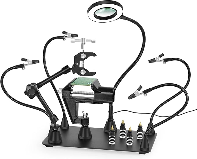 Magnetic Helping Hands Soldering Third Hand, PCB Circuit Board Holder by NOEVSBIG