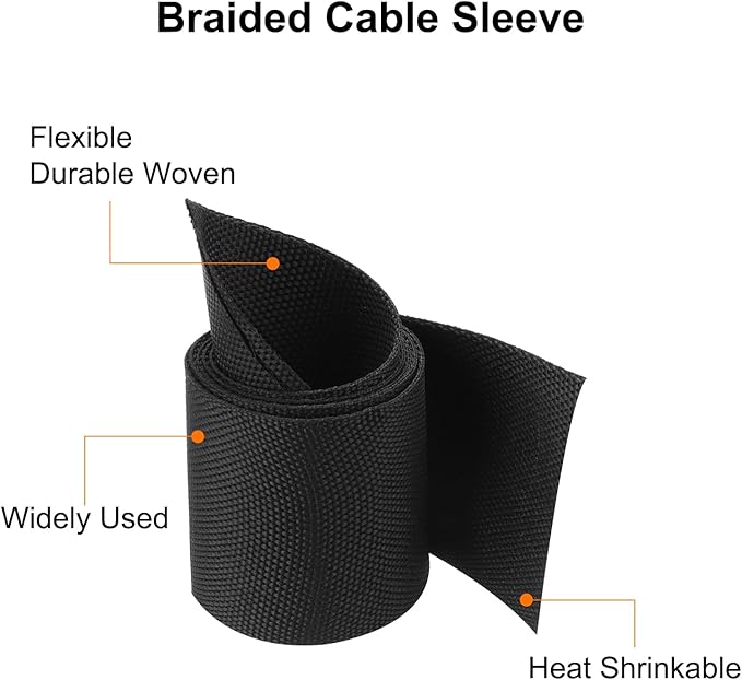 MECCANIXITY Braided Cable Sleeves Heat Shrinkable Fabric Sleeving, Network - Image 4
