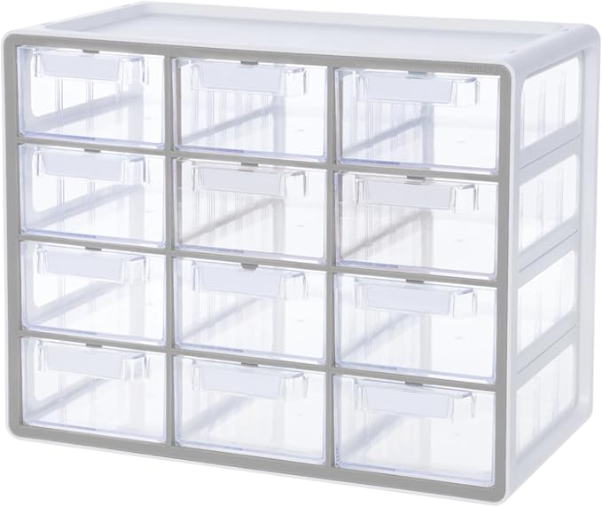Blue Ginkgo Large 12-Drawer Cabinet – Stackable Clear Organizer by BLUEGINKGO