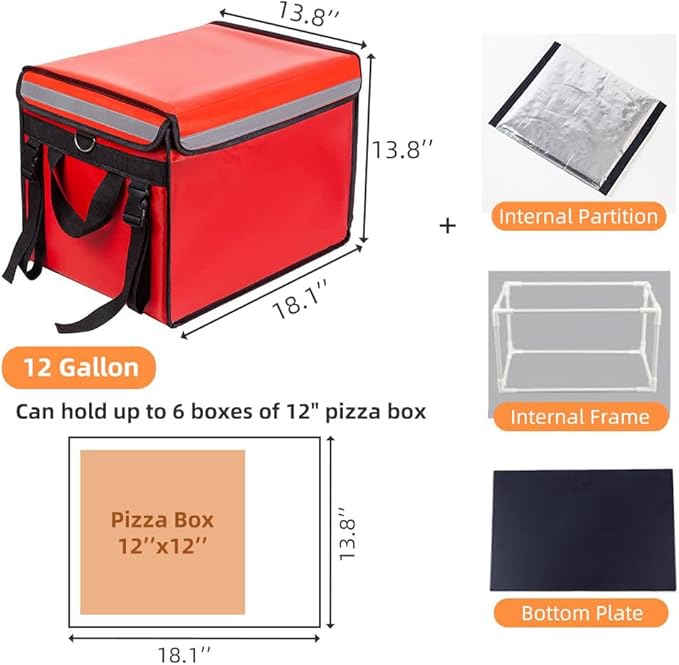 Red Insulated Bags For Food Delivery XL - Image 3