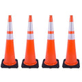 4 Pack 36 Inch Orange PVC Traffic Cones Black Base Stable Large Size, Highway by OranclUS