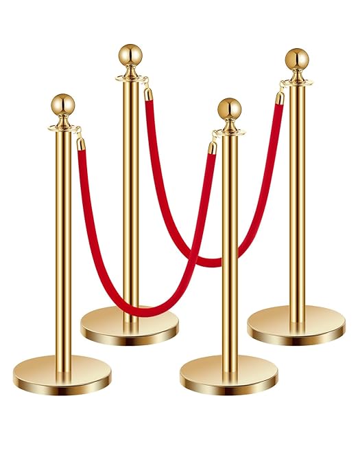 VEVOR Stanchions and Velvet Ropes 4Pcs, Hollow Base by VEVOR