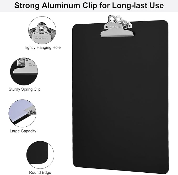 ZCZN Metal Clipboard, 24 Pack Heavy Duty Aluminum Clipboards 12 x 9 Inches - Image 3