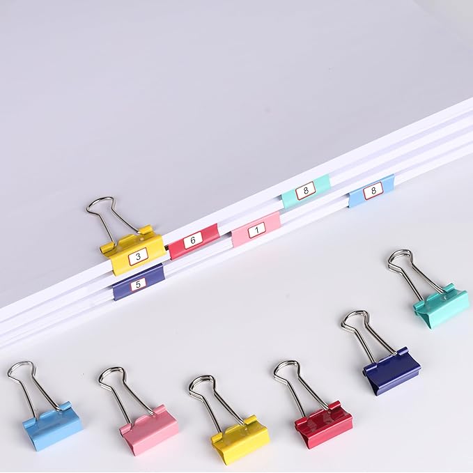 Ufmarine 60 Pcs Small Binder Clips 3/4 inch, Colored Small Paper Clips - Image 4