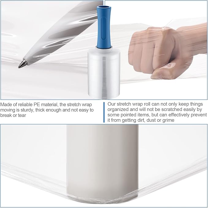 Jutom 8 Pcs Clear Stretch Wrap Roll Plastic Wrap - Image 5