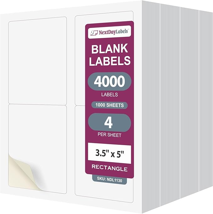 NextDayLabels – 3.5" x 5" Rectangular Sticker Labels by NextDayLabels