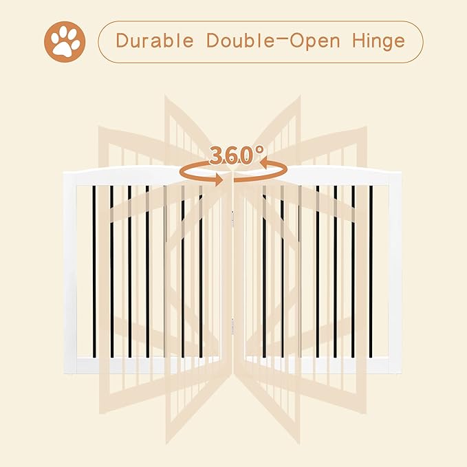 Freestanding Pet Gate for Dogs, Foldable Wooden Dog Gate for House, Indoor Dog - Image 5