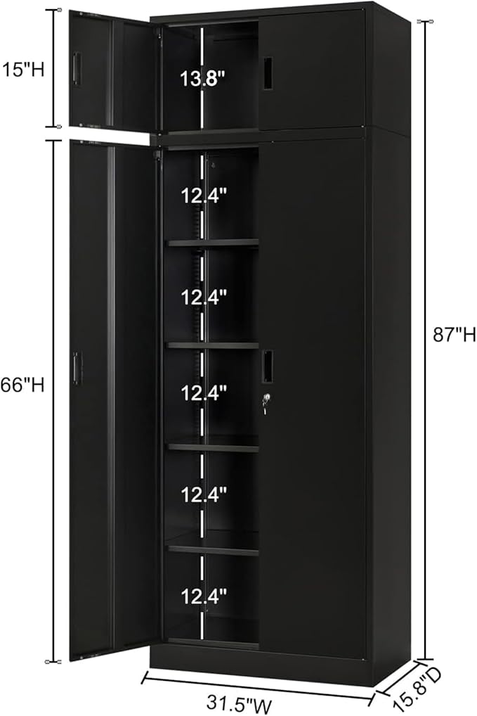 BESFUR Metal Storage Cabinet 87" H, Tall Locking Storage Cabinets - Image 3