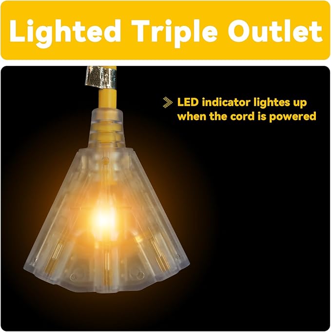 EP 12 Ft 12 Gauge Heavy Duty Extension Cord, 15A 125V 1875W, 3 Outlet - Image 4