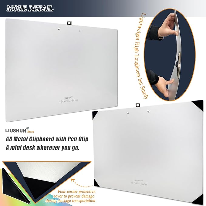 Aluminum 11x17 Clipboard Metal Stainless Hangable Clipboards Art Pen Holder - Image 4
