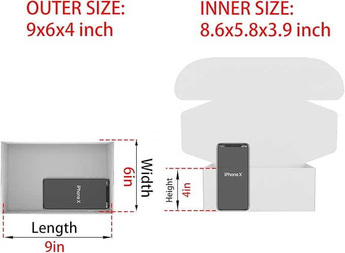Small White Shipping Boxes for Small Business Pack of 25-9x6x4 inches Cardboard - Image 2