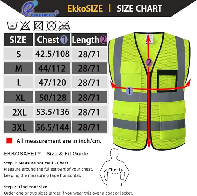 Hi Vis Reflective Safety Vest for Men Women Mesh Class 2 High Visibility Vest - Image 2