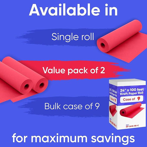 24" x 1200" Red Kraft Paper Roll, 45 lbs Thickness, Made in USA Colored Kraft - Image 2