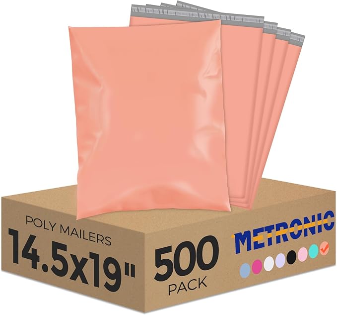 Metronic Poly Mailers 14.5X19 500Pack, Strong Adhesive Shipping Envelopes by METRONIC