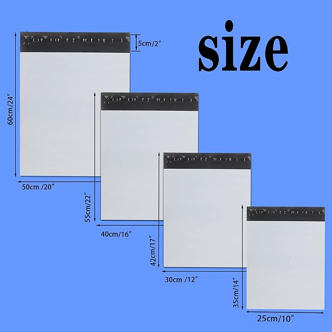 newlng Poly Mailers Shipping Bags Mailing bags 50pcs 4 Assorted Sizes White - Image 2