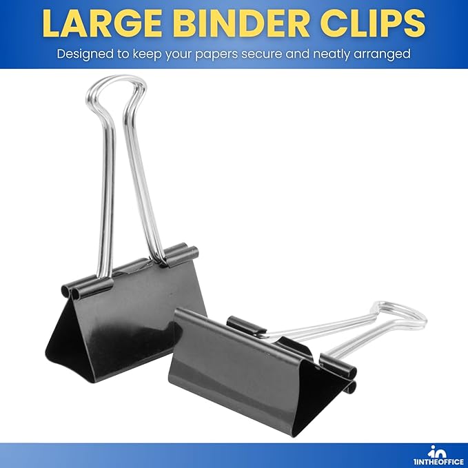 1InTheOffice Large Binder Clips, Paper Clamps, Paper Binder Clips, 24 Pack - Image 2