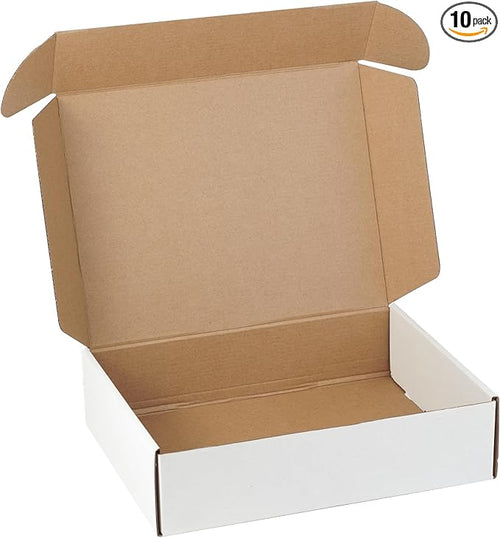 10 Pack 12"x9"x3" inch Small Shipping Boxes White Corrugated Cardboard Box by Unknown