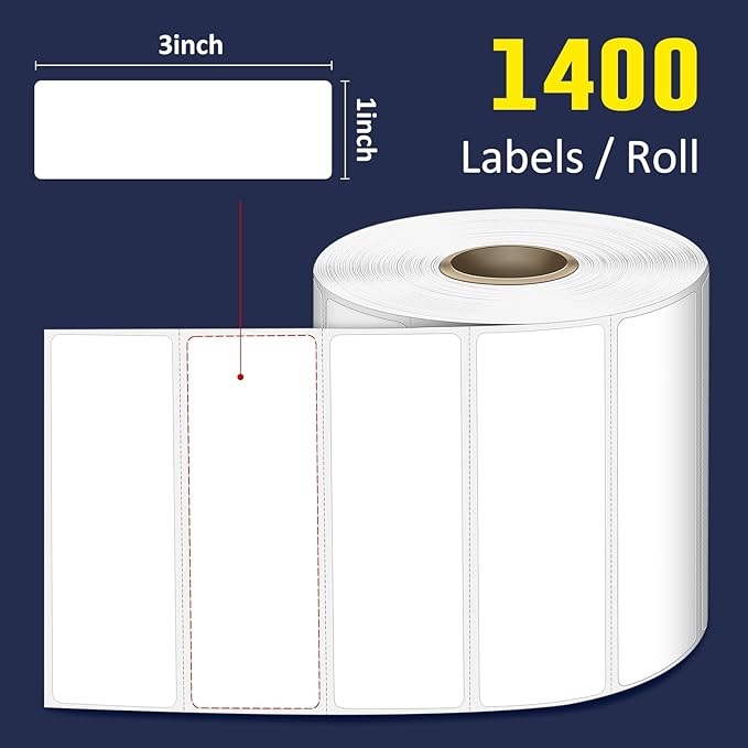 L LIKED 3" x 1" Direct Thermal Labels, Permanent Adhesive Barcode Shipping - Image 2
