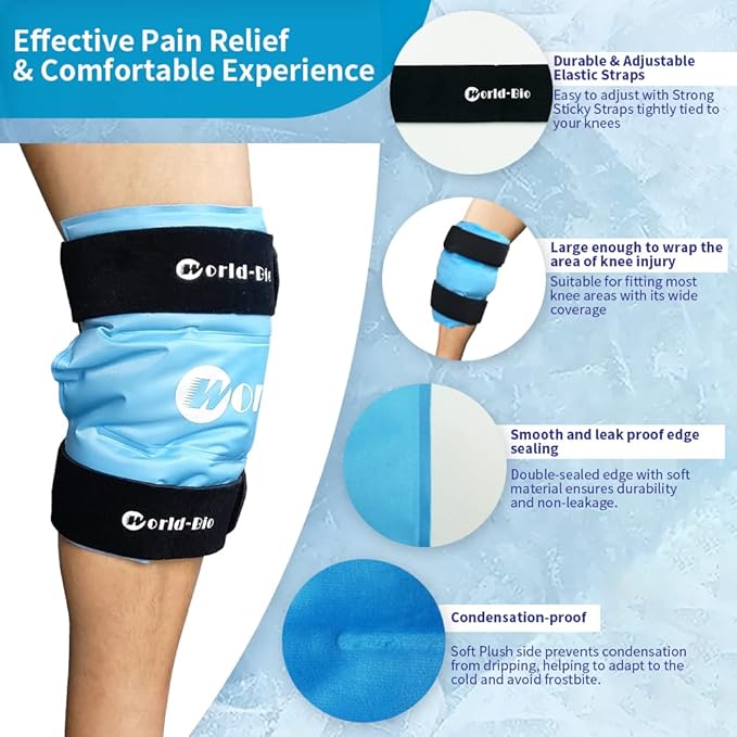 Knee Ice Pack Wrap 14.7" x 10.4", Reusable & Flexible Gel Cold Pack - Image 3